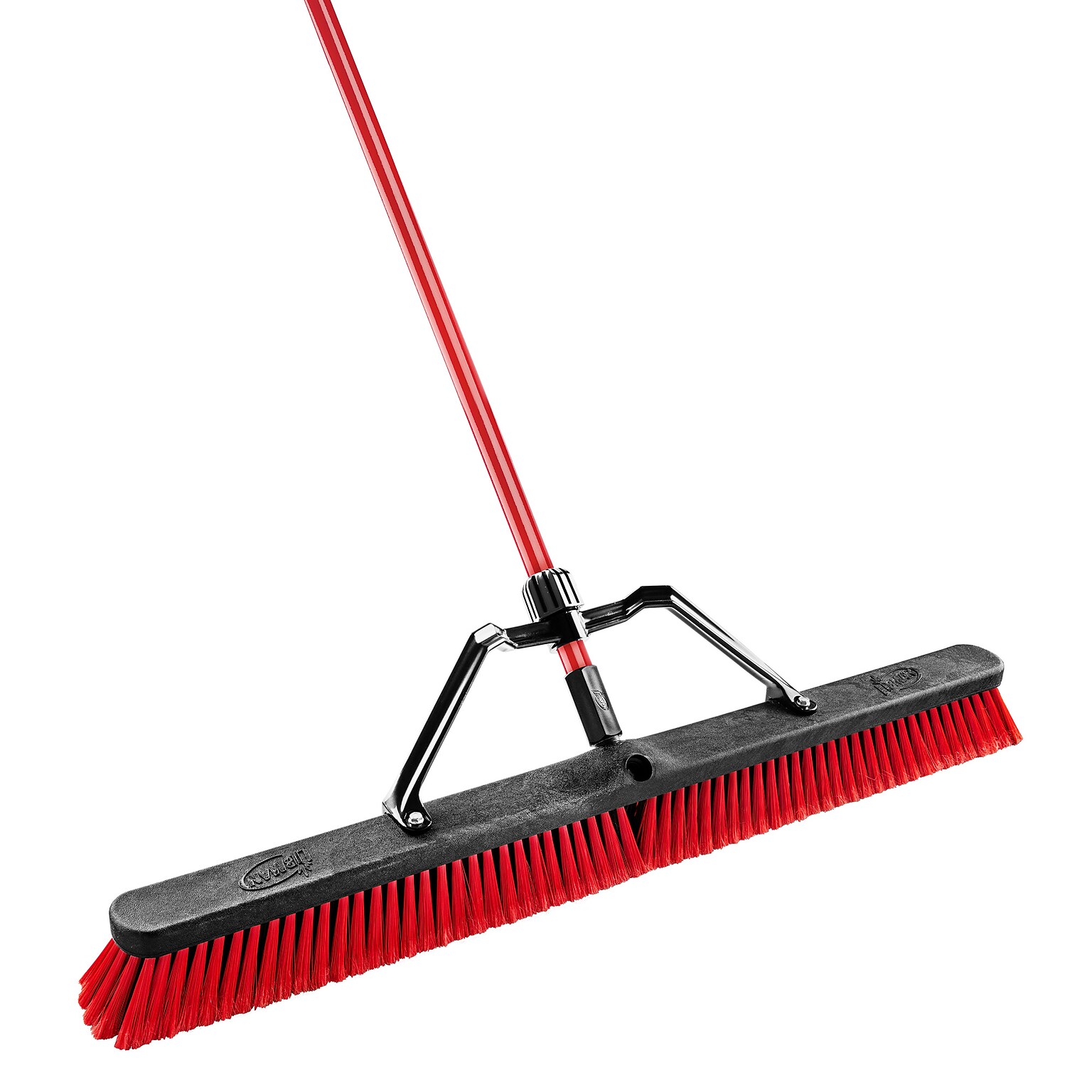 Libman Commercial 36 Multi-Surface Heavy-Duty Push Broom, Red & Black Bristles, 3/Carton (1101)