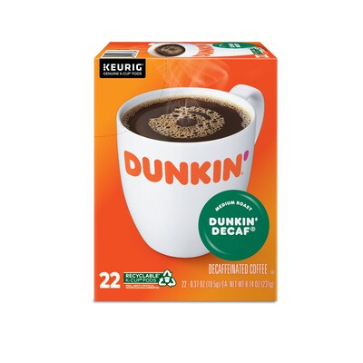 Dunkin' Decaf Coffee, Medium Roast, 0.37 oz. Keurig® K-Cup® Pods, 22/Box (400846)