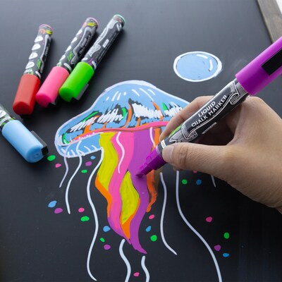 Bazic Washable Water Based Chalk Marker, Chisel & Bullet Tip, Assorted Colors, 8/Pack (BAZ1212)