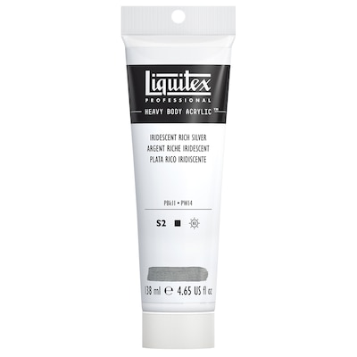 Liquitex Professional Heavy Body Acrylic Paint Tube, Iridescent Rich Silver, 138 mL (LIQ4417239)
