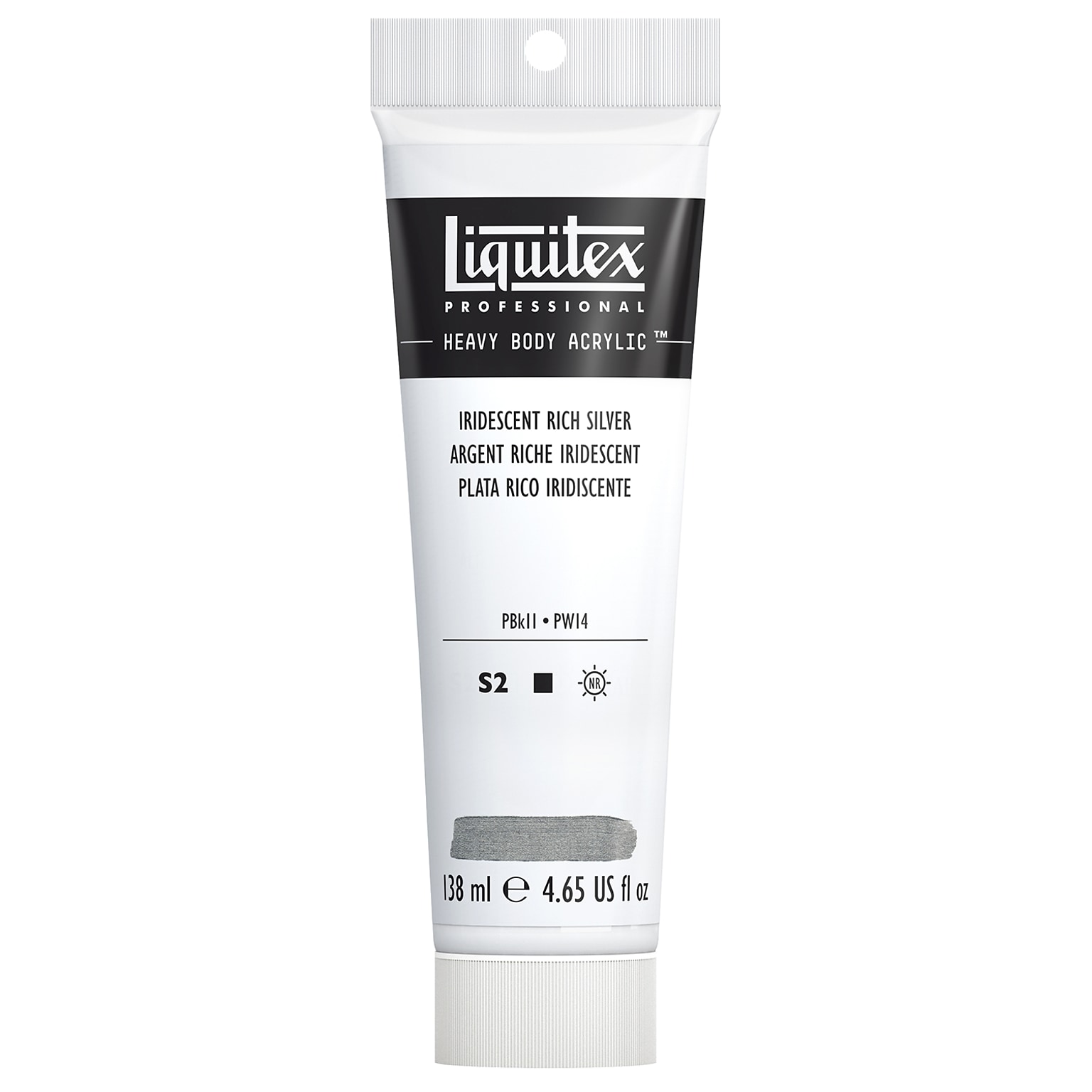 Liquitex Professional Heavy Body Acrylic Paint Tube, Iridescent Rich Silver, 138 mL (LIQ4417239)
