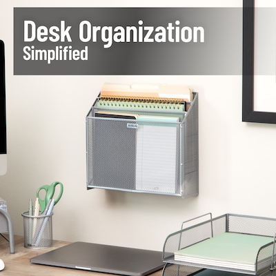 Mind Reader 3-Pocket Metal Mesh Mountable Wall File, Letter Size, Silver (WAFIST3-SIL)