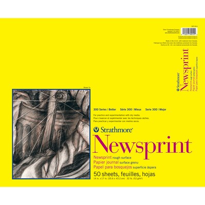 Strathmore 300 Series 14 x 17 Tape Bound Newsprint Sketch Pad, 50 Sheets/Pad, 3/Bundle (STTP307814
