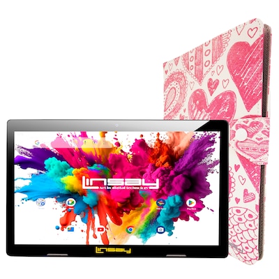 Linsay Octa Core 10.1 Tablet, 4GB RAM, 128GB Storage, Android 13, Bundled with Love shape Case and