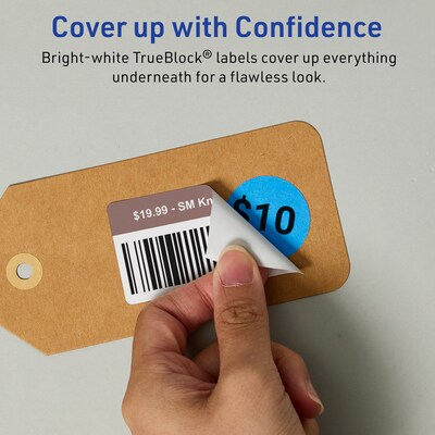 Avery TrueBlock Laser/Inkjet Rectangle Multipurpose Labels, 1.5" x 2.75", White, 100 Labels/Pack (94230)