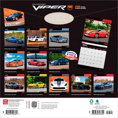 2026 BrownTrout Dodge Viper 12 x 12 Monthly Wall Calendar (9798330707621)