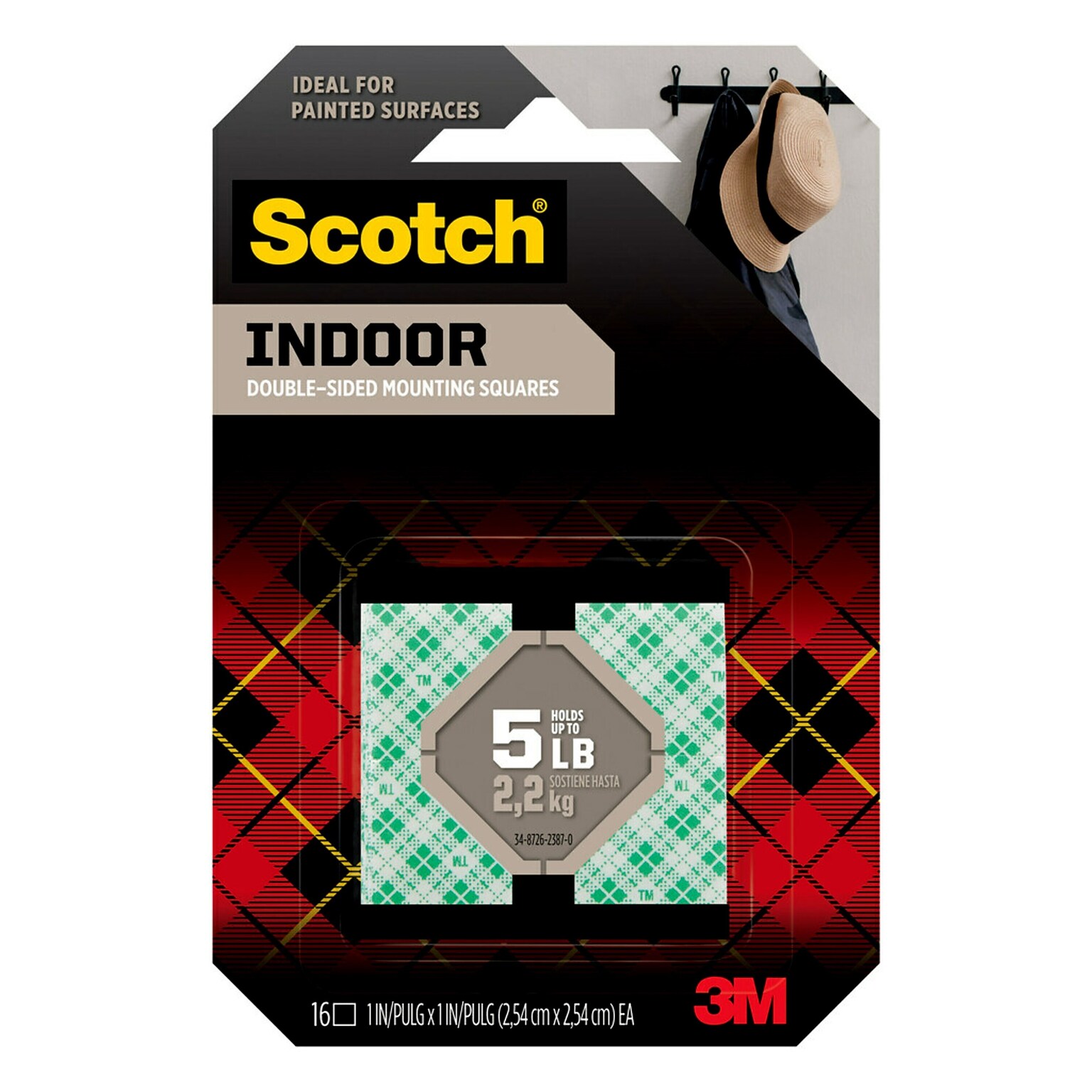Scotch Mini Mounting Squares, 5 lb., White, 16/Pack (111P)