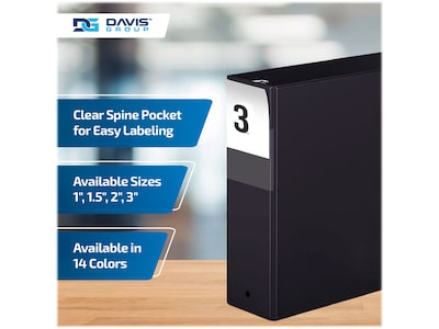 Davis Group Premium Economy 3" 3-Ring Non-View Binders, Black, 6/Pack (2314-01-06)