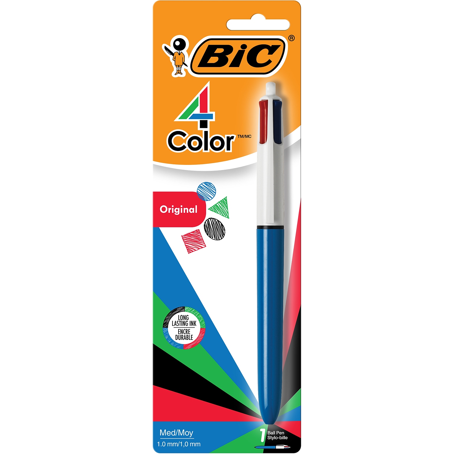 BIC 4-Color Retractable Ballpoint Pen, Medium Point, Multicolor Ink (MMXP11C-AST)