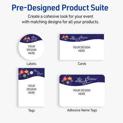 Avery Silver-Snowflakes Matte Blank Card, White, 120/Pack (S00-FK3)