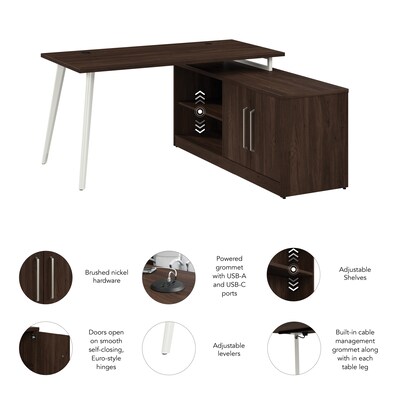 Bush Business Furniture Vista 60"W L Shaped Desk with Low Storage Cabinet, Black Walnut (VST006BW)