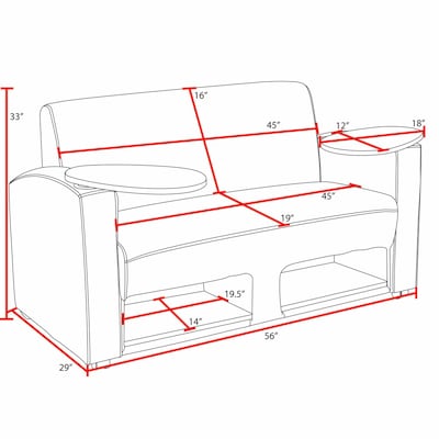 Regency Supernova Tablet Arm Loveseat w/ Storage, Navy Blue/Noble Oak (7702NOBE)