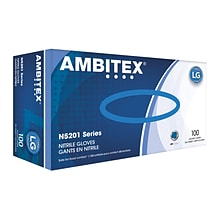 AMBITEX N5201 Series Powder Free Blue Nitrile Gloves, Large, 100/Box (NLG5201)