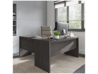 Bush Business Furniture Echo 60W L Shaped Bow Front Desk, Charcoal Maple (ECH025CM)