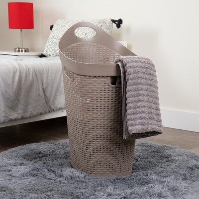 Mind Reader Plastic Rolling Laundry Basket, Brown Metallic (60HWHEEL-BRNM)