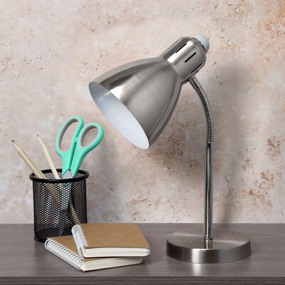 Simple Designs Semi-Flexible LED Desk Lamp, 16", Brushed Nickel (LD1037-BSN)