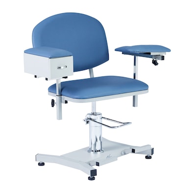 Viva Comfort Manual Adjustment Phlebotomy Chair with Drawer, 485 lb. Capacity, 2 Flip Up Arms, Blue (ADIME997-05-DR)