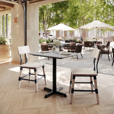 Flash Furniture Acadia Wooden Dining Table with X-Base, 23.75D x 29.75W, Gray Faux Concrete/Black Base (ST2430CGT2222)