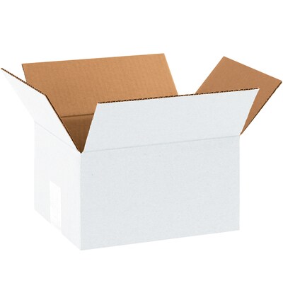 10" x 8" x 6" Shipping Boxes, 32 ECT, White, 25/Bundle (1086W)