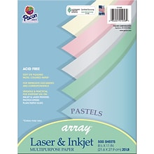 Pacon® Array® Pastels Colored Paper, 20 lbs., 8.5 x 11, Assorted Colors, 500 Sheets/Ream (PAC10105