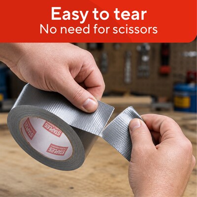 Staples General Purpose Duct Tape, 2” x 60 Yards, Silver, Multi-Use Strong Adhesive Tape