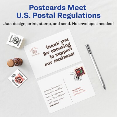 Avery Postcards, Matte White, Print to the Edge, 4" x 6", Laser, 80/Pack (05889)