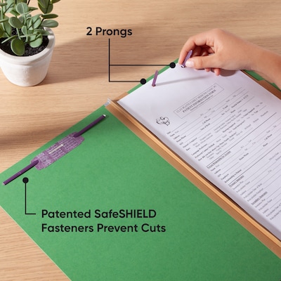 Smead 50% Recycled Pressboard Classification Folders, 2" Expansion, Legal Size, 2 Dividers, Green, 10/Box