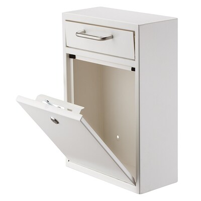AdirOffice Steel Large Wall Mounted Drop Box Interoffice Mailbox, Key Lock, White (631-04-WHI)