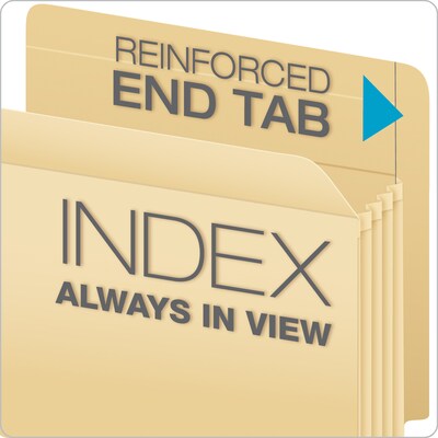 Pendaflex Recycled Reinforced File Pocket, 3 1/2" Expansion, Letter Size, Manila (12812)