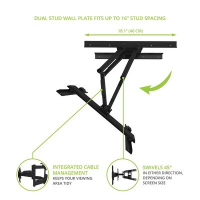 Kanto Full Motion Anti-Theft Security TV Mount for 37" - 65" TVs, Black (SDX600)