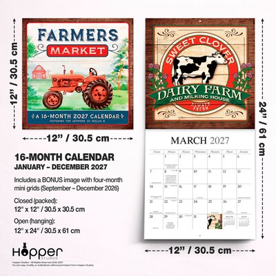 2027 BrownTrout Farmer's Market 12" x 12" Monthly Wall Calendar (9781773728872)