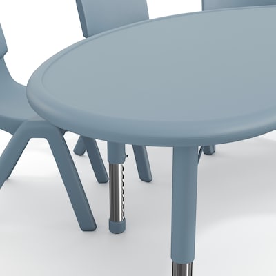 Flash Furniture Emmy Half Moon Activity Table Set, 65" x 35", Height Adjustable, Dusty Blue (YCX42MOONTBDTBE)