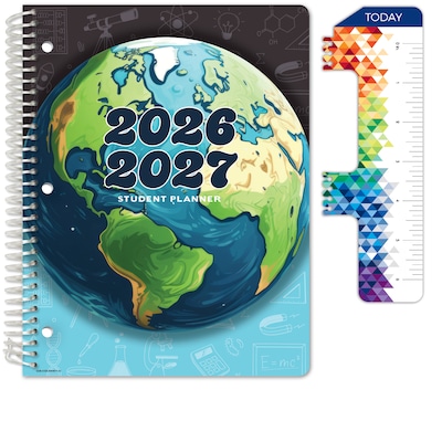 2026-2027 Global Printed Products Earth 8.5 x 11 Academic Year Weekly & Monthly Student Planner, Paperboard Cover