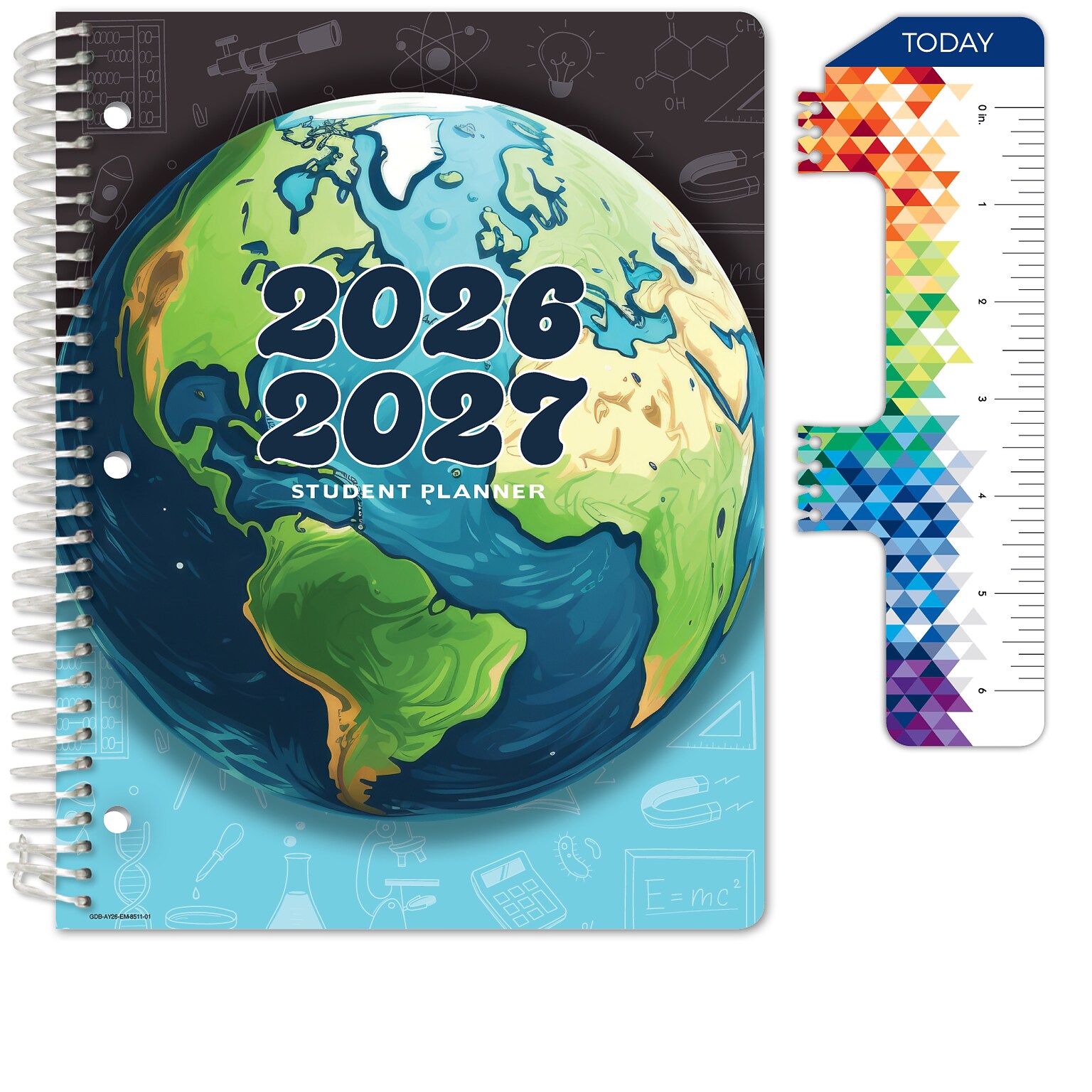 2026-2027 Global Printed Products Earth 8.5 x 11 Academic Year Weekly & Monthly Student Planner, Paperboard Cover
