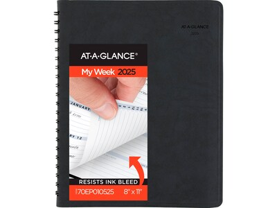 2025 AT-A-GLANCE The Action 8 x 11 Weekly Appointment Book, Faux Leather Cover, Black (70-EP01-05-25)