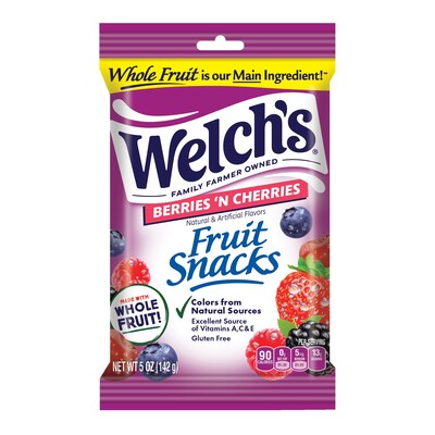 Welchs Gluten Free Berries N Cherries Fruit Gummies, 5 oz., 12 Bags/Box (PIM05092)