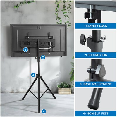 Mount-It! Metal Tripod TV Stand, Screens up to 70", Black (MI-874)
