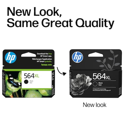 HP 564XL Black High Yield Ink Cartridge, Prints Up to 550 Pages (CN684WN#140)