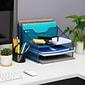 Mind Reader Metal Desktop Organizer Vertical File Holder Paper Letter Tray, Turquoise (MESHBOX5-TUR)