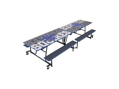 AmTab Rectangular Mobile Cafeteria Table w/ 4 Benches, 30 x 121, Assorted Colors (MBT10)