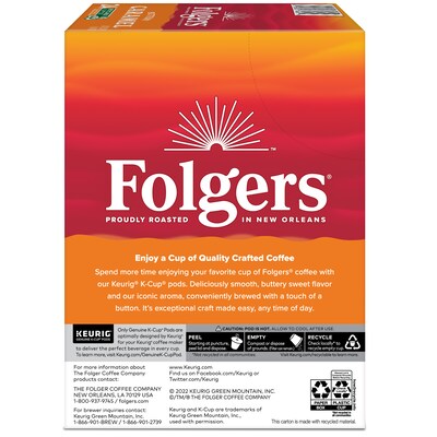 Folgers Buttery Caramel Coffee, Medium Roast, 0.31 oz. Keurig® K-Cup® Pods, 24/Box (6680)