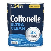 Cottonelle Ultra CleanCare 1-Ply Standard Toilet Paper, White, 312 Sheets/Roll, 6 Mega Rolls/Pack (4