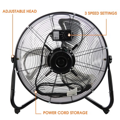 Vie Air Industrial 20 Floor Fan, 3-Speed, Black (938109800M)