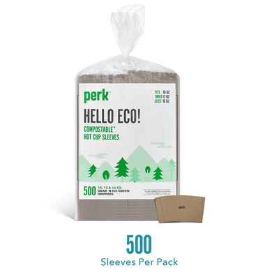 Perk™ Eco Paper Hot Cup Sleeve, Brown, 500/Pack (PK56227)