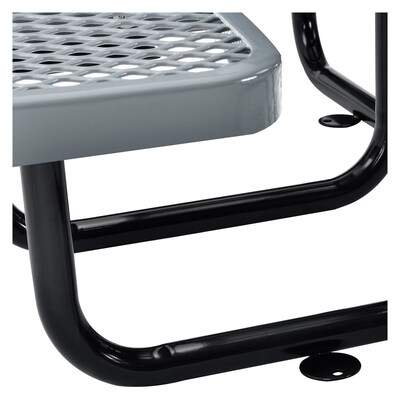 Global Industrial 46" Round Picnic Table, Expanded Metal, Gray (277150GY)