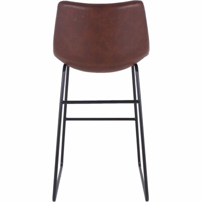 Lorell Mid-Century Modern Bonded Leather Mid Back Sled Guest Stool, Tan, 2/Carton (LLR42958)