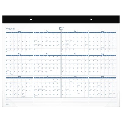 2026 AT-A-GLANCE Easy-to-Read 21.75" x 17" Monthly Desk Pad Calendar, White/Blue (SKLP24-32-26)