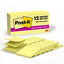 Post-it Super Sticky Pop-up Notes, 3 x 3, Canary Collection, 90 Sheet/Pad, 12 Pads/Pack (R33012SSC