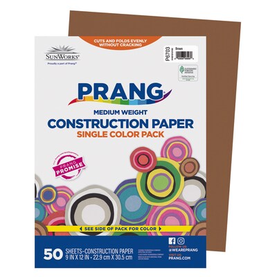 Prang 9" x 12" Construction Paper, Brown, 50 Sheets/Pack (P6703-0001)