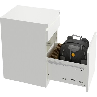Lorell SOHO 2-Drawer Mobile Vertical File Cabinet, Letter Size, Lockable, 20"H x 15"W x 27.8"D, White (LLR03103)